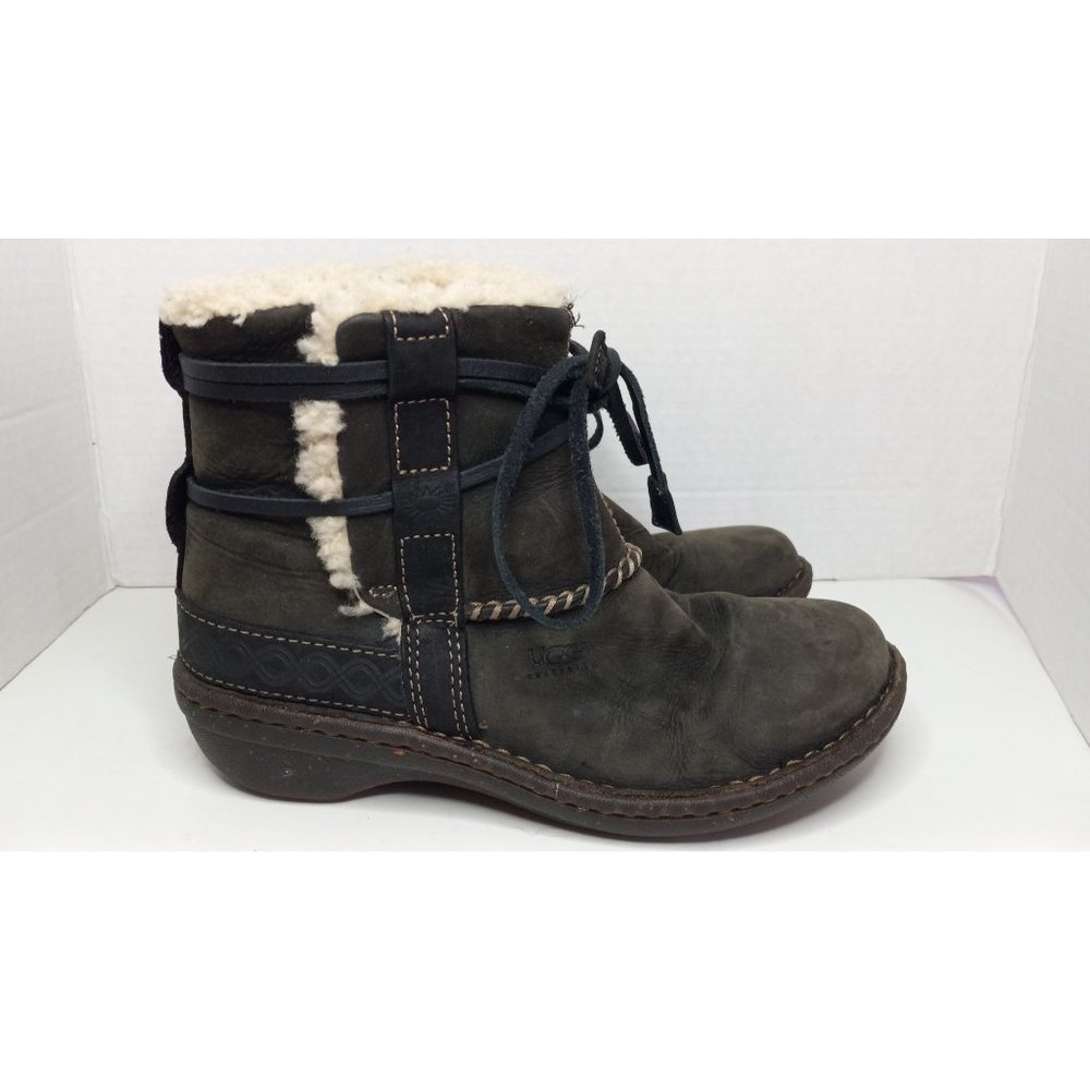 Ugg 6 Brown Cove Ankle Leather Sheepskin Outdoor Boho Comfort Casual Boots
